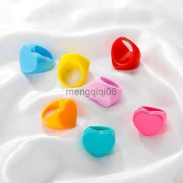 Band Rings Heart-shaped Plastic Ring Resin Red Yellow Pink Sweet Acrylic Finger Girls Women Party Korean Trend Jewellery Wholesale Custom Y23
