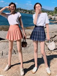 Skirts Fashion Kawaii Mini Skirt Summer Women Plaid Y2K High Waist Cute Sweet Girl Pleated Streetwear Korean E-Girl