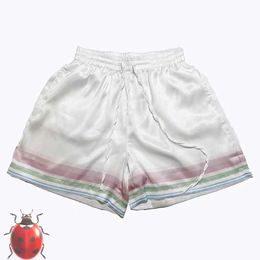 Men's Shorts CASABLANCA Shorts Soft Silk Shortpant Men Women Hip Hop Pocket Tennis Club Printing Pattern Drstring Rainbow Shorts Breeches J230503