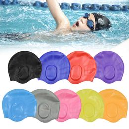 Swimming caps Flexible Silicone Gel Ear Bathing Swimming Cap Men Women Long Hair Sports Waterproof Swim Pool Cap Swimming Hat Cover for Adult J230502