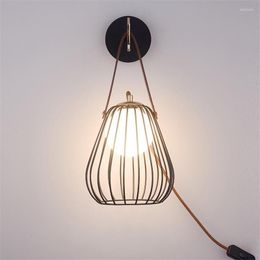 Wall Lamps Modern Bedroom Bedside Lamp Living Room Nordic Hand Belt Sconce Lights Clear Line Plug Wire Switch Table