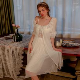 Women's Sleepwear REBEYULI Brand Robe Gown Sets Spring SexyLace Backless Deep V With Chest Pad Night Dress Thin Soft Women Loungwear