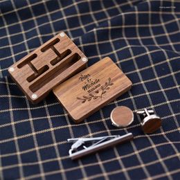 Jewellery Pouches Cufflink Tie Clip Storage Gift Box Display Case Bar Clasp Wood Holder Organiser For Men Women