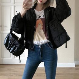 Leather 2022 Winter Women Hoodies Coat Black Cropped Jacket Outerwear Warm Parkas Crop Top Streetwear Female Long Sleeves