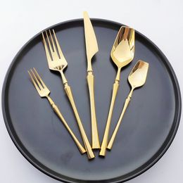 Dinnerware Sets Gold Dinnerware Set Stainless Steel Tableware Set Knife Fork Spoon Flatware Dishwasher Safe Silverware Cutlery Set 5/20/30pcs 230503