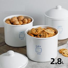 Storage Bottles 2.8 L White Imitation Ceramic Cookie Jar Rustic Large Treats Canister Airtight Food Container For Cookies Biscuits