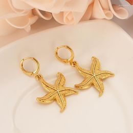 Dangle Earrings Gold Drop Earring Cute Starfish For Women Birthday Gift Trendy Colour Beautiful Engagement /Wedding Bands Promise