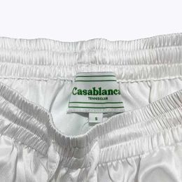 Men's Casual Shirts 2022ss CASABLANCA Silk Shorts Men Women White Rainbow Printing Drstring Shorts Breeches J230503
