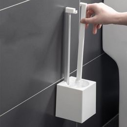 Brushes Bathroom White Toilet Brush Plastic Wall Mounted Creative Hanging Toilet Brush Long Hardware Escobilla Wc Household Products 50