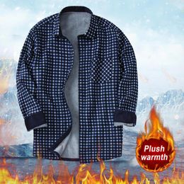 Men's Casual Shirts Gradient Shirt Men's Winter Double-sided Fleece Warmth And Velvet Thick Plaid Workout Fitted Men