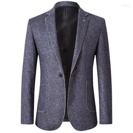 Men's Suits 2023 Autumn Winter Men Blazer Casual Business One Buttons Lapel Long Sleeve Woolen Suit Coat Fashion Slim Men's Blazers