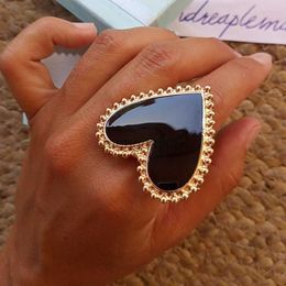 Band Rings AENSOA Bohemian Heart Gold Colour for Women BOHO Love Round Enamel Ring 2022 Female Finger Statement Fashion Jewellery Y23