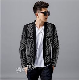 Men's Jackets Autumn/winter 2023 Diamond Menswear Trend Bright Suit Nightclub Slim Jacket Fashion Heavy Industry