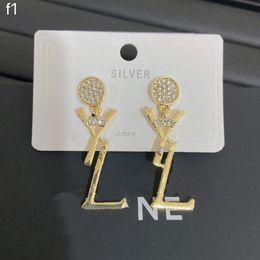 2023 New Letter Stud Earring Charm Diamond 18K Gold Plated Stud Earrings Luxury Wedding Party Love Jewelry Earring Gifts Alloy Jewelry Wholesale