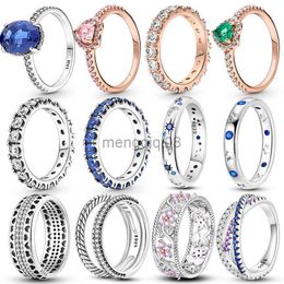 Band Rings 2023 New For Women 925 Sterling Silver Star Moon Colorful Zircon Fine Wedding Engagement Birthday Jewelry Gifts Y23