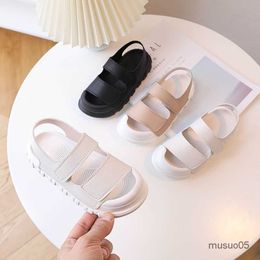 2023 Solid Baby Boys Girls Beach Shoes PU Closed Toe For Kids Summer Soft Breathable Hook Loop Casual Children Sandals