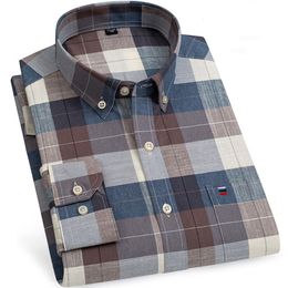Men's Casual Shirts Plus Size 7XL 6XL 5XL Men's Social Shirt Pure Cotton Oxford Luxury Brand Thin Soft Buttoned Plaid Formal Work Western Clothing 230503