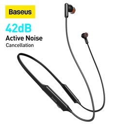 Cell Phone Earphones Baseus U2 Pro ANC Neckband Earphone Bluetooth 5 2 Wireless Headphone Hybrid 42dB In Ear Noise Cancellation Gaming Sport Headsets 230503