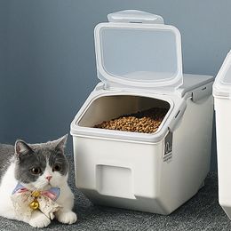 Feeding Pet Seal Breeding Dog Cat Food Storage Box Cat Food Storage Rice Bucket With Spoon Dry Food Antioxidant Home Storage Organiser