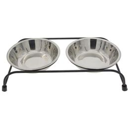 Feeding Double Removable Stainless Steel Pet Food Water Bowls With Iron Stand Raised Dog Feeder Pet Feeder