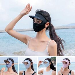 Cycling Caps Scarf Balaclava Face Anti-UV Ice Silk Sunscreen Mask Headband Empty Top Hat Beach Cap
