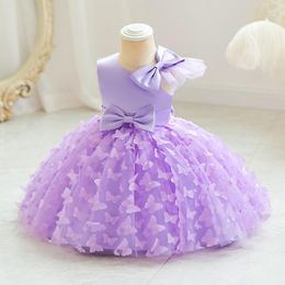 Girl Dresses High End 1-6T Baby Birthday Butterfly Petal Party Dress Toddler Cute Off The Shoulder Wedding