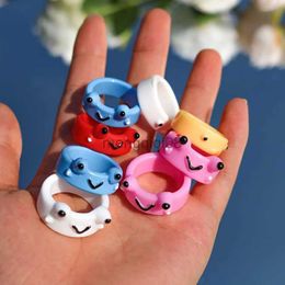 Band Rings Summer Fashion Cute Frog Polymer Clay Resin Acrylic for Women Girls Couple Travel Animal Jewellery Gift Y23