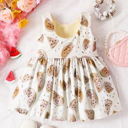 Girl Dresses Toddler Baby's Clothes Girls Summer Casual A-line Dress Sleeveless O Neck Watermelon Print Headband Children's Clothing