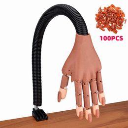 Nail Practise Display Practise Hand For Acrylic Nails Adjustable Flexible Nail Practise Hands Training Movable Nail Manicure Hand With 100 Nail Tips 230428