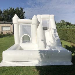 10x13ft Commercial full PVC bounce house jumper Inflatable Wedding White Bouncy Castle With slide and ball pit Jumping Bed Bouncer castles for fun