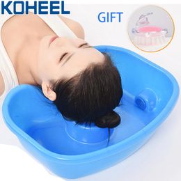 Basins KOHEEL Hair Washing Basin Bowl Sink Neck Rest Drain Tube Handicap Bed Basin Portable Shampoo Basin for The Disabled Bedridden
