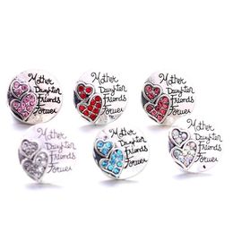 Charms Rhinestone Heart Snap Button Mother Daughter Friend Jewellery Findings 18Mm Metal Snaps Buttons Diy Bracelet Jewellery Drop Del Dhjnu