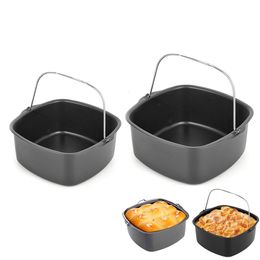 Baking Moulds Round Silicone Baking Pot for Air fryer Accessories Non Stick Baking Mould Air Fryer Roasting Pizza Cake Basket Kitchen Bakeware 230503