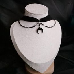 Choker Gothic Black Crescent For Women Girl Fashion Witchcraft Punk Jewellery Accessories Gift Velvet Star Moon Pendant Necklace