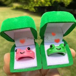 Band Rings Cartoon Transparent Frog for Men Fashion Cute Resin Women Acrylic Animal Jewelry Best Friends Couple Y23