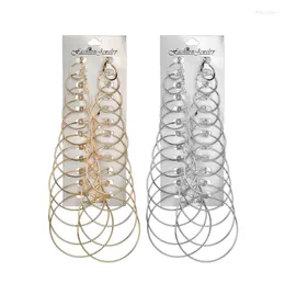 Hoop Earrings 12 Pair Women Large Circle Silver Color Gold Fashion Hoops Set Woman Accesories Jewelry