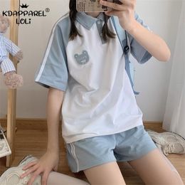 Dress Japanese Sweet Girls School Set Uniform Loose Short Sleeve TShirt Polo Sports Shorts Suit Cute Teen Student Women Casual Summer