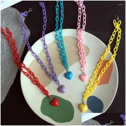 Pendant Necklaces Charm Layered Necklace Chain Heart Sweet Peach Love Valentines Jewellery Drop Delivery Pendants Dhgarden Dhy3E