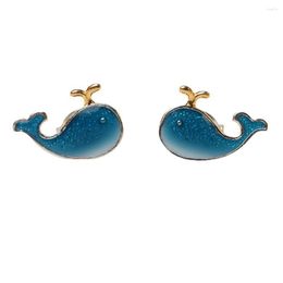 Stud Earrings Copper Cute Animal Whale With Blue Enamel Fashion Jewellery For Women Teen Girl Friends Valentine Day Birthday Gifts