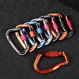 5 PCSCarabiners 1PC Mountaineering Caving Rock Climbing Carabiner D Shaped Safety Master Screw Lock Buckle Escalade Equipement 12/23/24/25KN P230420
