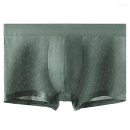 Underpants Sexy Men Underwear Mesh Boxers Shorts Hombre Ice Silk Panties Man Solid Breathable U Convex Pouch Cueca Calzoncillo