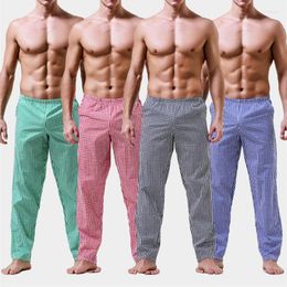 Men's Sleepwear Cotton Sleep Bottoms Fashion Plaid Home Pants Loose Yoga Wear Man Pyjamas Large Size Casual Trousers