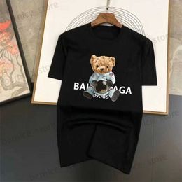 Men's T-Shirts Outer Space Astronauts Teddy Bear Women Short Sleeves Fashion Casual T-Shirts Breathable Cotton Tees Summer Street Tshirt Mens T230503