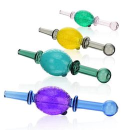 Latest Colourful Freezable Pyrex Thick Glass Smoking Tube Handpipe Portable Dry Herb Tobacco Oil Rigs Philtre Tip Straw Bong Hand Pipes DHL