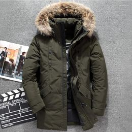 Men's Down -51 Degree Winter Men Fur Collar With Thick White Duck Jacket Long Warm Breathable Windproof Hooded Parka Coats