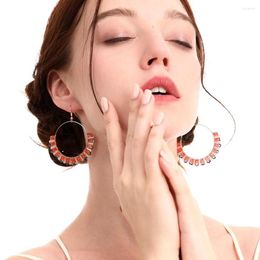 Dangle Earrings Trendy Handmade Dazzling Crystal Tube String Earring Girls Large Circle Colorful Sead Beads Hook Jewelry For Women