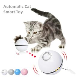 Toys Automatic Smart Cat Toys Ball Interactive Catnip USB Rechargeable Self Rotating Colorful Led Feather Bells Toys for Cats Kitten