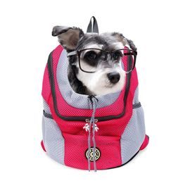 Carriers New Out Double Shoulder Portable Travel Backpack Outdoor Pet Dog Carrier Bag Pet Dog Accessories Front Bag Mesh Backpack Head