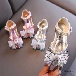 Sweet Princess Fashion Rhinestone Pearl Baby Kids Party Children Dance Little Girls Leather Shoes Sandals