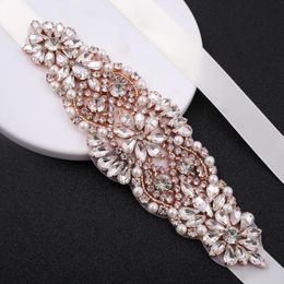 Wedding Sashes NZUK Rose Gold Dress Belts Rhinestones Pearls Belt With Crystal Sash For Accessories